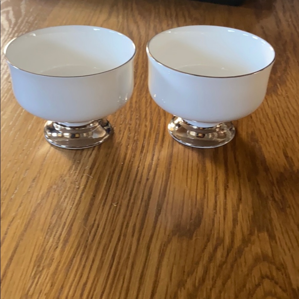 2 Regal Victoria white & silver Dessert Cups